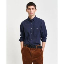 Gant Reg Micro Print Shirt Evening Blue Bleu soirée M Male