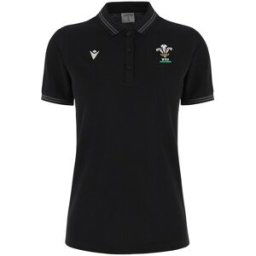 Macron Wales Rugby Union Polo Shirt 2024 Womens Noir 14 (L) Female