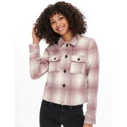 Only Lou Check Shacket Rose/Ponce 8 (XS) Female