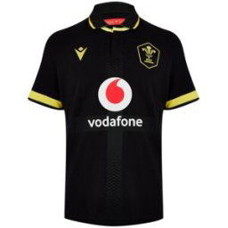 Macron Wales Rugby 6 Nations Away Shirt 2023 Adults Noir/Jaune Grand Male