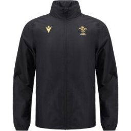 Macron Welsh Rugby Union Waterproof Jacket 2024 Adults Noir/Or Très grand Male