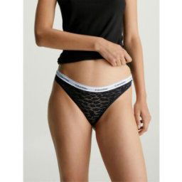 Calvin Klein Lace Brazilian Thong Noir 10 (S) Female