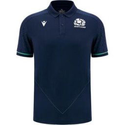 Macron Scotland Rugby Union Polo Shirt 2024 Adults Bleu Petit Male