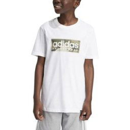 Adidas Logo T Shirt Junior Wht/Khaki/Grey 9-10 ans Unisex