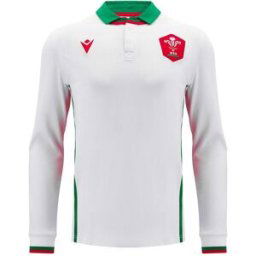 Macron Welsh Rugby Union Long Sleeve Away Shirt 2024 Adults Blanc/Vert 2X Grand. Unisex