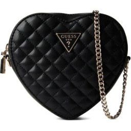 Guess Rianee Quilted Heart Crossbody Bag Noir Taille unique Female