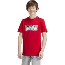 Adidas Logo T Shirt Junior Rouge/GriscLéger/Noir 9-10 ans Unisex