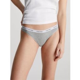 Calvin Klein Logo Thong Gris chiné 14 (L) Female