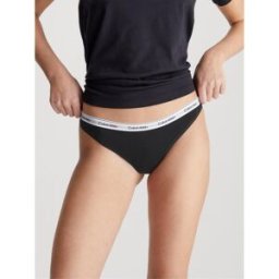 Calvin Klein Logo Thong Noir 14 (L) Female