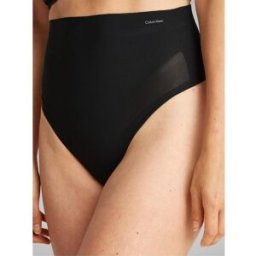 Calvin Klein Sculpted Firm Mesh Thong Noir 14 (L) Female