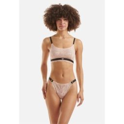 Adidas Originals Lace Bralette With Rubber Sealed Logo Front Crème de pêche 14 (L) Female