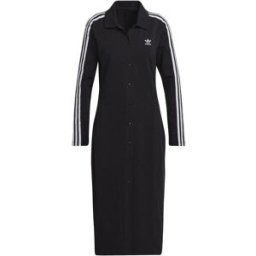 Adidas Originals Logo Embroidered Midi Cardigan Dress Womens Noir 6 (XXS) Female