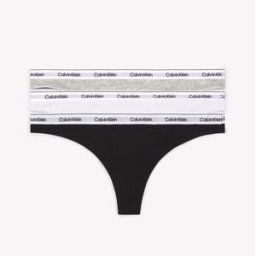 Calvin Klein 3 Pack Thongs Noir/Blanc/Gris 14 (L) Female