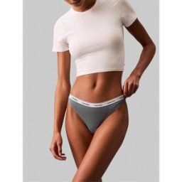 Calvin Klein Logo Thong Perf Bleu 14 (L) Female