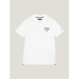 Tommy Hilfiger Logo Polo Short Sleeve Shirt Junior Blanc 8Y Male