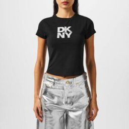 Dkny Logo Baby Tee NOIR/ARGENT 14 (L) Female