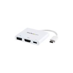 StarTech.com USB-C to HDMI Adapter - White - 4K 30Hz - Thunderbolt 3 Compatible - with Power Delivery (USB PD) - USB C Dongle (CDP2HDUACPW) - adaptateur video - HDMI / USB - 60 mm