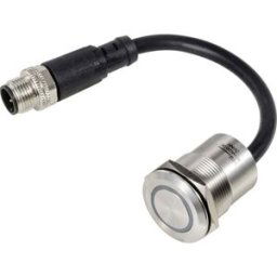 TRU COMPONENTS TC-12835304 TC-PS223P10YSSR12T M12 MALE CONNECTOR Interrupteur piézo 24 V 0.2 A 1 x Off/(On) à rappel rouge (Ø) 28.5 mm 1 pc(s)