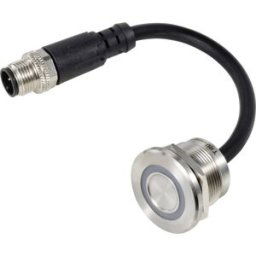 TRU COMPONENTS TC-12835296 TC-TS22A10YSSR12M12 MALE CONNECTOR Poussoir sensitif 24 V 0.5 A 1 x Off/(On) à rappel rouge (Ø) 25 mm IP65 1 pc(s)