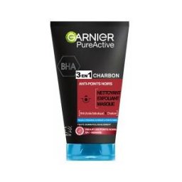 Garnier PureActive Nettoyant et Masque Anti-Points Noirs 3en1 au Charbon 150 ml - Tube 150 ml