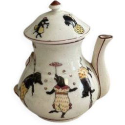 ART Petite théière ancienne et rare Sarreguemines beige 19x15x28