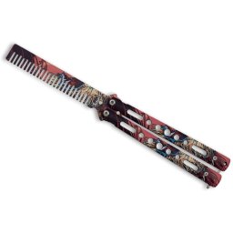 Couteau papillon balisong 21cm peigne brosse entraînement