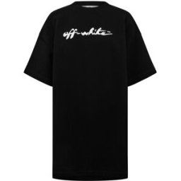 Off White Painter Logo Snap Tee Dress Noir Blanc M Female