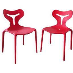Paire de chaises Calligaris modèle Area 51 rouge 42x43x77