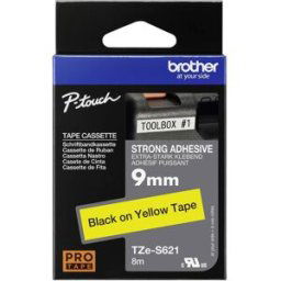 Brother TZe-S621 Ruban détiquetage à adhérence extra-forte PET Couleur de ruban: jaune Couleur de police: noir 9 mm 8 m