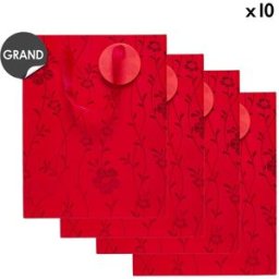 Draeger Lot de 10 Sacs Cadeau Grand Format - Rouge
