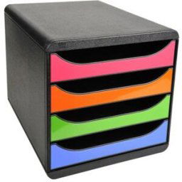 Module de classement Exacompta Big-Box Arlequin - 4 tiroirs - en PS - A4+ - L27,8 x H26,7 x P34,7 cm - noir