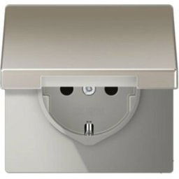Jung simple Insert Prise 2P+T avec clapet acier inoxydable ES1520KL 1 pc(s)