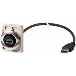 Prise encastrée, 1,5 m, câble confectionné avec fiche mâle USB 3.0, type A, anneau avant métallique embase femelle M30C-FUSB-60 Y7-187084 Eaton Contenu: 1 pc(s)