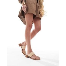 ASOS DESIGN - Finesse - Sandales Ã talon avec boucle en mÃ©tal martelÃ© sur l'orteil - Naturel-Neutre Neutre 38 female