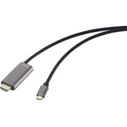 Câble adaptateur SpeaKa Professional USB-C® / HDMI USB-C® mâle, Fiche mâle HDMI-A, USB-C® femelle 2.00 m noir SP-12876348 4K UHD, avec port de charge,