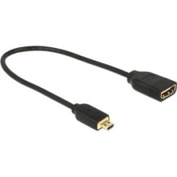 Câble de raccordement Delock HDMI Prise femelle HDMI-A, Fiche mâle HDMI-Micro-D 0.23 m noir 65687 contacts dorés, 4K UHD Câble HDMI