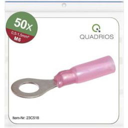Quadrios 23C518 Cosse à oeillet Section max.=1.5 mm² Ø du trou=6.5 mm partiellement isolé rouge 50 pc(s)
