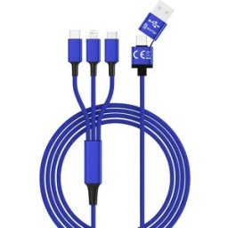 Smrter Câble de charge USB USB 2.0 USB-A mâle, USB-C® mâle, Connecteur Lightning , USB-Micro-B mâle 1.20 m bleu SMRTER_HYDRA_ULT_NB