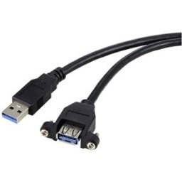 Renkforce Câble USB USB 3.0 USB-A mâle, USB-A femelle 1.00 m noir pour encastrement, vissable RF-5720388