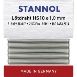 Stannol HS10 Étain à souder sans plomb sans plomb Sn99,3Cu0,7 ROM1 6 g 1 mm