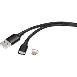 Renkforce Câble USB USB 2.0 USB-A mâle, USB-Micro-B mâle 1.00 m noir connecteur magnétique RF-4746074