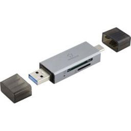 Renkforce RF-PCR-400 Lecteur de carte mémoire externe USB-A, USB-C® microSD, SD gris sidéral