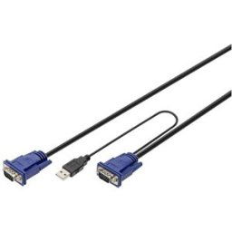 Digitus KVM Câble adaptateur [1x USB-A, VGA - 1x VGA] 3.00 m noir