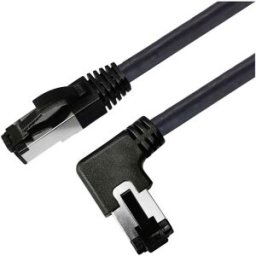 Maxtrack TI52-3L RJ45 Câble réseau, câble patch CAT 8.1 S/FTP 3 m noir coudé à 90° vers la gauche, blindage simple 1 pc(s)