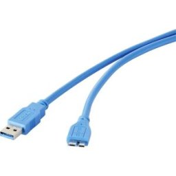 USB 3.0 [1x USB 3.0 mâle type A - 1x USB 3.0 mâle Micro B] 1.00 m bleu contacts dorés Renkforce