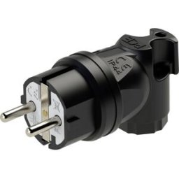 Fiche coudée à contact de protection PCE 05811-s caoutchouc 230 V noir IP44