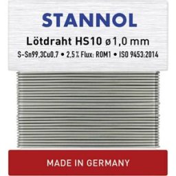 Stannol HS10 Étain à souder sans plomb sans plomb Sn99,3Cu0,7 ROM1 30 g 1 mm