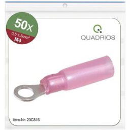 Quadrios 23C516 Cosse à oeillet Section max.=1.5 mm² Ø du trou=4.3 mm partiellement isolé rouge 50 pc(s)