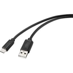 Renkforce Câble USB USB 2.0 USB-C® mâle, USB-A mâle 1.00 m noir avec surface antimicrobienne RF-4699378