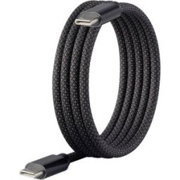 Renkforce Câble USB USB 2.0 USB-C® mâle, USB-C® mâle 1.00 m noir avec enroulement magnétique, gaine textile RF-6437920